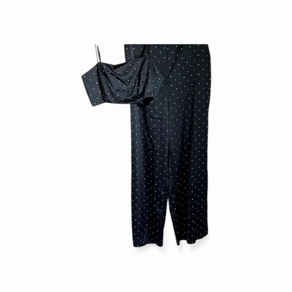 House of Harlow 1960 Black Crop Top & Wide Leg Pants Set Size Small Going Out - Picture 7 of 7